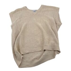 Mens Beige V-Neck Sweater Vest By Gear For Sports 100% Cotton Made In Korea Size